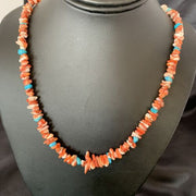 Men's Navajo | Red Spiny Oyster Turquoise Necklace | Sterling Silver | 22" | Authentic Native American Handmade | 10356
