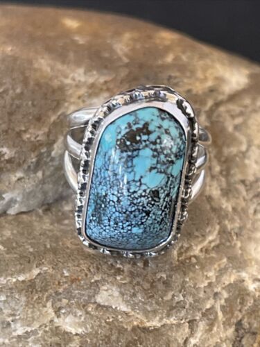 Navajo Blue Spiderweb Turquoise Ring | Sterling Silver | Sz 6 | Authentic Native American Handmade | 10304