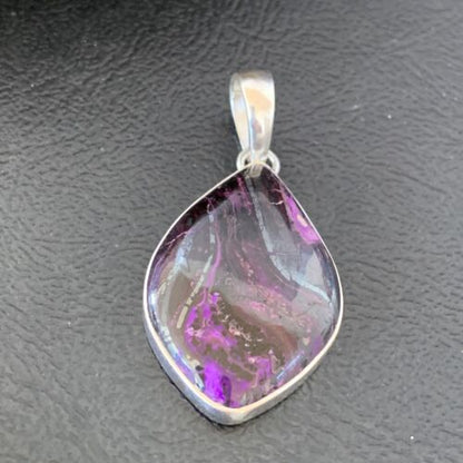 Navajo Purple Sugilite Pendant | Sterling Silver Pearls | 1.50" | Authentic Native American Handmade | 10928