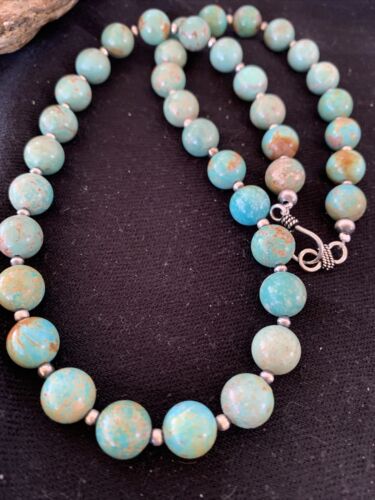 Native American Navajo Pearls Royston Turquoise Necklace | Sterling Silver | 20" | 1379