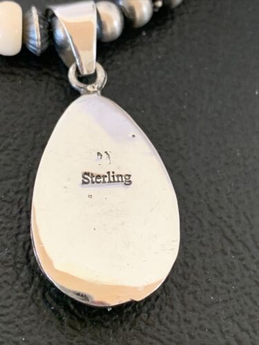 Navajo Pearls Wild Horse Turquoise Howlite Necklace Pendant | Sterling Silver | Authentic Native American Handmade | 1913