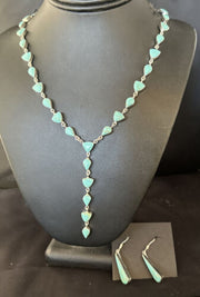 Navajo Kingman Turquoise Lariat Necklace & Earrings Set | Sterling Silver | 24" Necklace | Authentic Native American Handmade | 14646