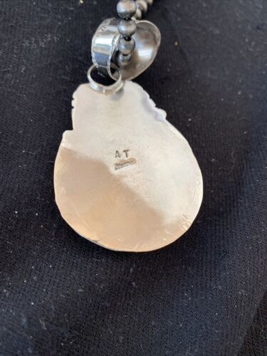 Southwestern Sterling Silver Navajo Pearls Pendant | Purple Spiny Oyster | Authentic Native American Handmade | 803