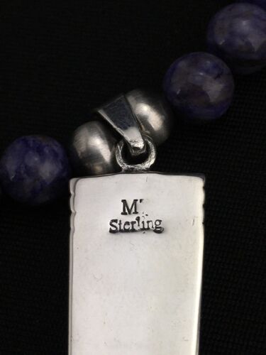 Navajo Charoite Pendant with Pearls | Sterling Silver Necklace | 21" | Authentic Native American Handmade | 4877