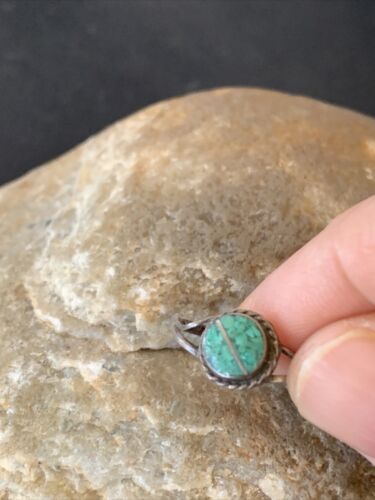 Navajo Green Turquoise Ring | Sterling Silver | Sz 7.5 | Authentic Native American Handmade | 10817