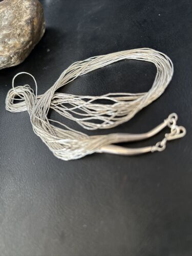 Handmade Liquid Heishi Necklace | 20 Strands Sterling Silver | 22" Silver Tubes | 14708