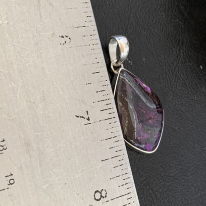 Navajo Purple Sugilite Pendant | Sterling Silver Pearls | 1.50" | Authentic Native American Handmade | 10928