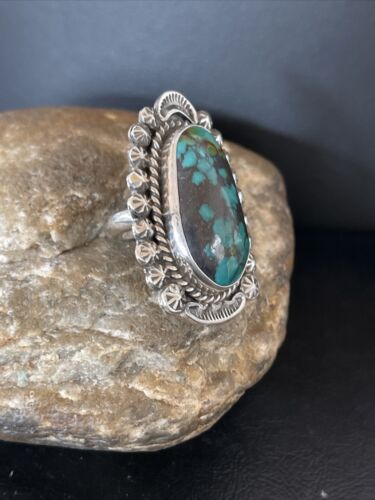 Navajo Blue Spiderweb Turquoise Ring | Sterling Silver | Sz 6.5 | Authentic Native American Handmade | 10511