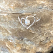 Navajo Old Pawn White Pearl Heart Ring | Sterling Silver | Sz 7 | Authentic Native American Handmade | 13177