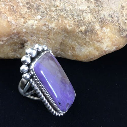 Native American Navajo Purple Charoite Ring | Sterling Silver | Sz 8.5 | 10105