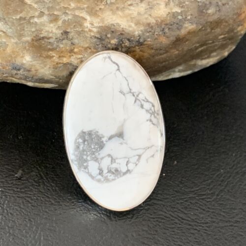Adjustable Women's Navajo White Howlite Ring | Sterling Silver | Sz 8 | 11724
