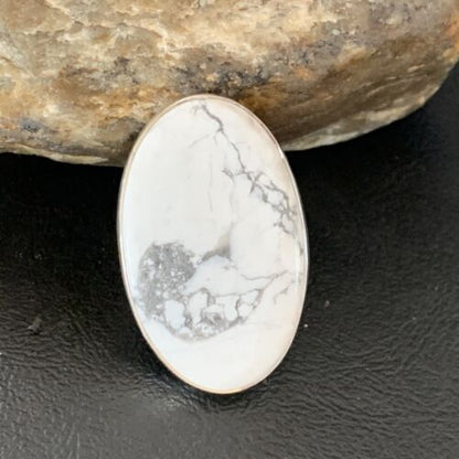 Adjustable Women's Navajo White Howlite Ring | Sterling Silver | Sz 8 | 11724