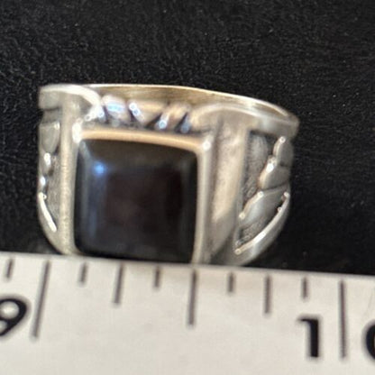 Native American Men's Navajo Black Onyx Ring | Sterling Silver | Sz 12.5 | 14445