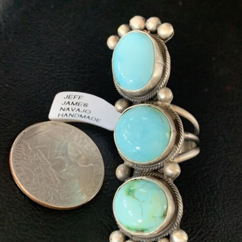 Navajo Blue Sonoran Gold Turquoise Multi-Stone Ring | Authentic Native American Sterling Silver | Sz 7 | 14064