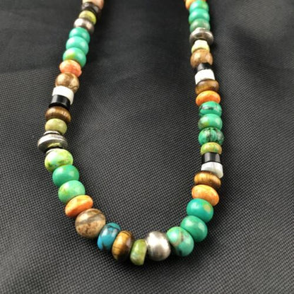 Navajo Orange Spiny Oyster Multi-Color Necklace | 18" | Authentic Native American Handmade | 10154