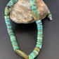 Men's Navajo Green Turquoise Nugget Heishi Bead Necklace | Sterling Silver | Authentic Native American Handmade | 21" | 10220