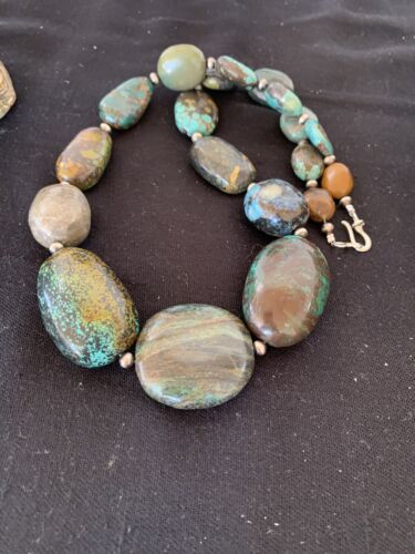 Navajo Graduated Sterling Silver Natural Blue Nugget Turquoise Necklace | Authentic Native American | 22" | 624