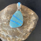 Men's Women's Navajo Blue Turquoise Opal Inlay Pendant | Sterling Silver | Authentic Native American Handmade | 12489