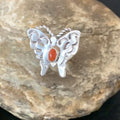 Navajo Red Spiny Oyster Butterfly Ring | Sterling Silver | Adj Sz 8 | Authentic Native American Handmade | 10342