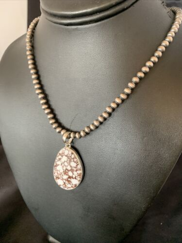Men's Navajo Wild Horse Turquoise Pendant Necklace | Sterling Silver | Authentic Native American Handmade | 12816