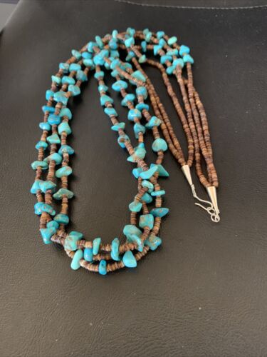 Santo Domingo Spiny Blue Kingman Turquoise Shell Necklace | 3-Strand | 29" | 13061