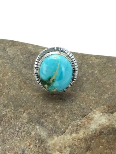 Royston Turquoise Navajo Ring | Sterling Silver | Sz 6.75 | Authentic Native American Handmade | 2654