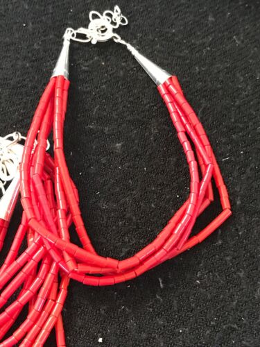 Navajo Red Stabilized Coral Liquid Heishi Sterling Bracelet | 5-Strand | 7" | 13607