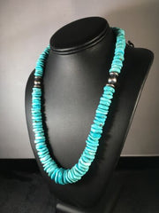 Authentic Navajo Sterling Silver & Turquoise Graduated Necklace | Native American Jewelry | 20" | 8692