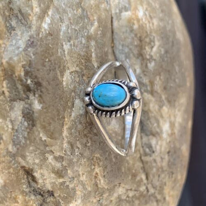 Native Old Pawn Navajo Blue Turquoise Ring | Sterling Silver | Sz 6.5 | 10771