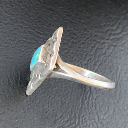 Navajo Blue Spiderweb Turquoise Inlay Ring | Sz 6.5 | Sterling Silver | Authentic Native American Handmade | 13172