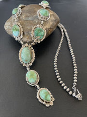 Navajo Sonoran Gold Turquoise Lariat Necklace | Native American Handmade | 02067