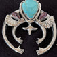 Navajo Sterling Silver Naja Pendant | Turquoise & Spiny Oyster | Authentic Native American Handmade | 1059