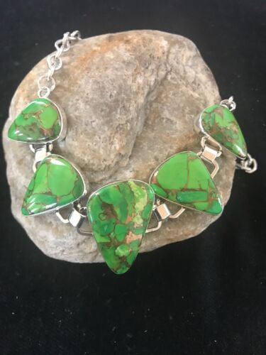 Southwestern Green Mojave Turquoise Necklace | Sterling Silver | 18" | 3692