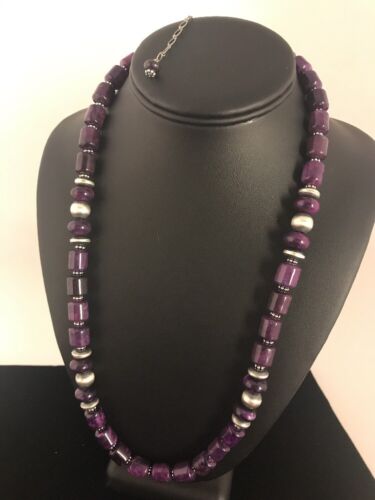 Navajo Purple Sugilite Bead Necklace | Sterling Silver | Authentic Native American Handmade | 18" | 3128