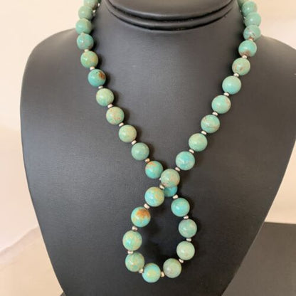 Native American Navajo Pearls Royston Turquoise Necklace | Sterling Silver | 20" | 1379