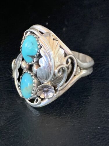 Navajo Kingman Turquoise Multi-Stone Ring | Authentic Native American Sterling Silver | Sz 12 | 14167