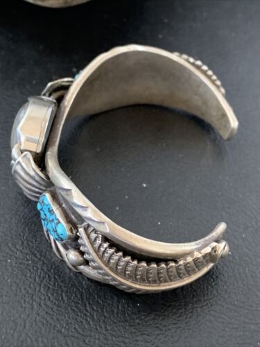 Authentic Navajo Sterling Silver Watch Tips | Old Pawn Kingman Turquoise Band | Native American Jewelry | 1442