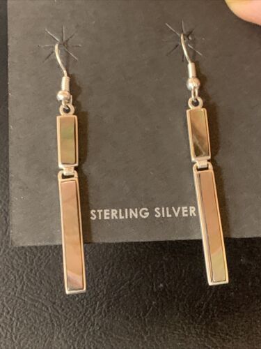 Navajo Pava Shell Inlay Earrings | Sterling Silver | Authentic Native American Handmade | 13074