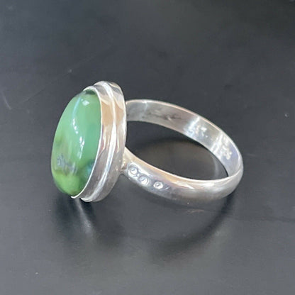 Navajo Natural Green Turquoise Ring | Sterling Silver | Sz 9 | Authentic Native American Handmade | 11437 - Masha USA