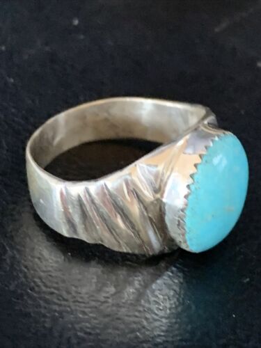 Navajo Blue Kingman Turquoise Ring | Sterling Silver | Sz 11 | Authentic Native American Handmade | 14148