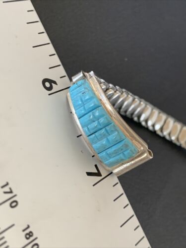 Navajo Sterling Silver Watch Tips | Turquoise Corn Inlay Band | Authentic Native American Jewelry | 12139