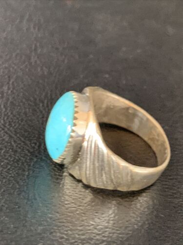 Southwestern Navajo Blue Kingman Turquoise Ring | Sterling Silver | Sz 9 | 14156