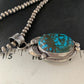 Navajo Spiderweb Turquoise Pendant Necklace | Sterling Silver | 2.25" | Authentic Native American Handmade | 14061