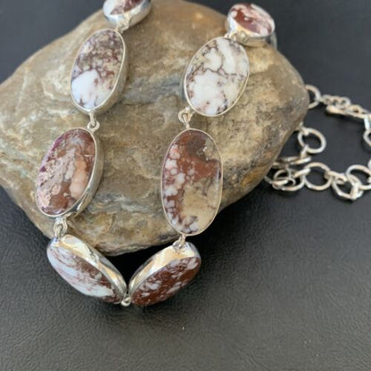 Navajo Wild Horse Turquoise Lariat Necklace | Sterling Silver Pendant | Authentic Native American Handmade | 10703
