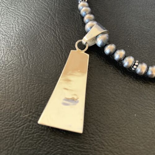 Navajo Pearl Necklace Purple Sugilite Inlay Pendant | Sterling Silver | Authentic Native American Handmade | 12620