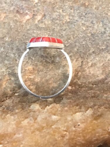 Native American Red Coral Navajo Ring | Sterling Silver | Sz 4.5 | Authentic Handmade | 8708