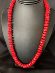Women's Navajo Native American Bamboo Coral Strand Necklace | Sterling Silver | 24" | 13520