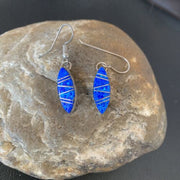 Navajo Blue Opal Inlay Turquoise Earrings | Sterling Silver | Authentic Native American Handmade | 12026