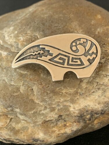 Native American Hopi Bear Stamped Pendant | Sterling Silver | Handmade | 1462 - Masha USA