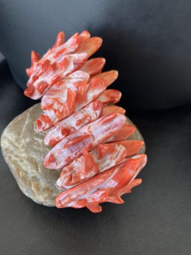 Native American Sterling Silver Red Spiny Oyster Turquoise Bracelet | Stretch | Handmade | 11831 - Masha USA